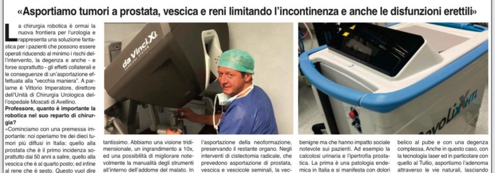 Urologia, interventi mini-invasivi con la robotica. Il Primario Imperatore: Ridotti rischi ed effetti